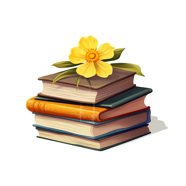Stack of Books with a Flower