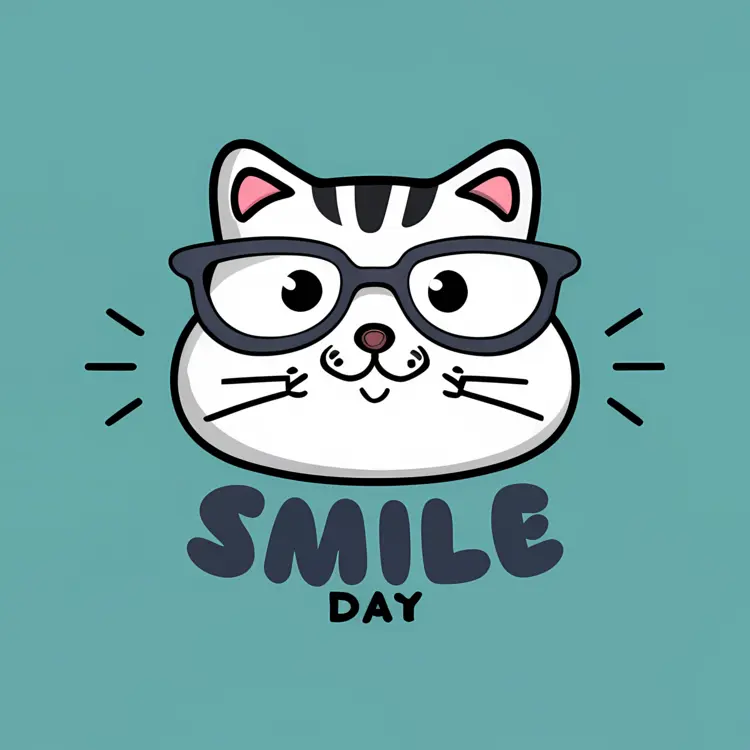 Cute Cat with Glasses for Smile Day