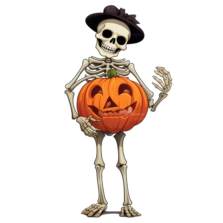 Skeleton with Pumpkin for Halloween