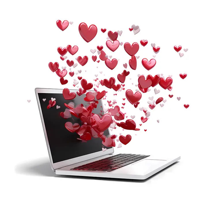 Laptop with Hearts