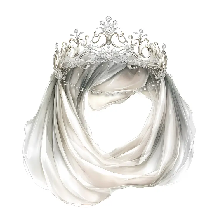 Elegant Silver Crown with Veil