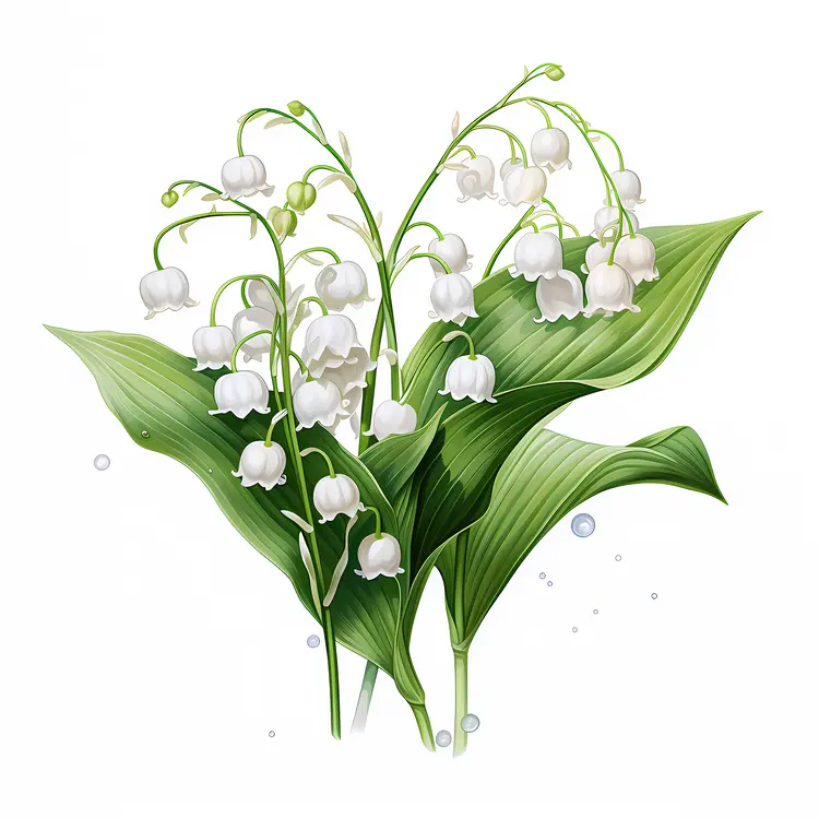 Lily of the Valley with Green Leaves