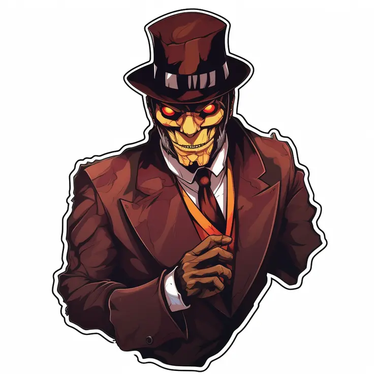 Creepy Skeleton in Suit Illustration for Halloween
