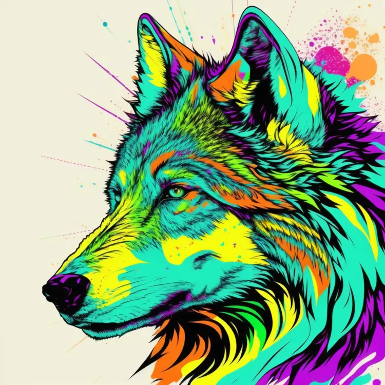 Colorful Psychedelic Wolf Illustration