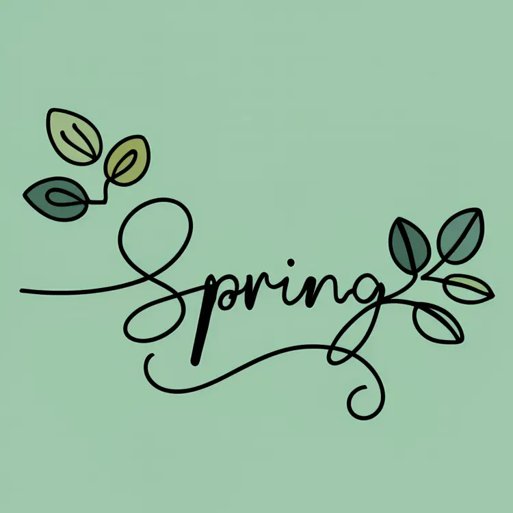 Spring Text with Leaves