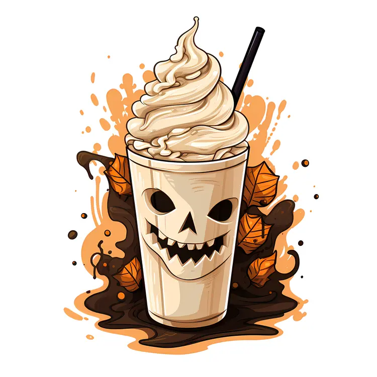 Pumpkin Milkshake with Whipped Cream and Straw
