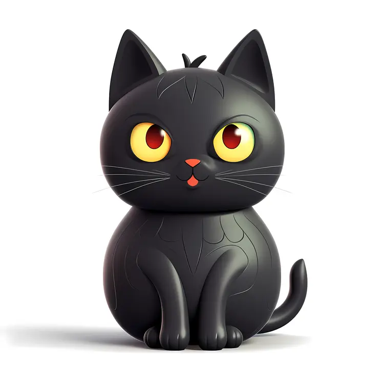 Cute Black Cartoon Cat for Halloween