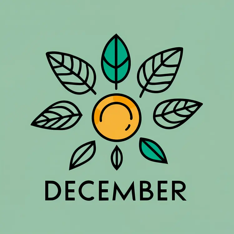 December with Leaf and Sun Design