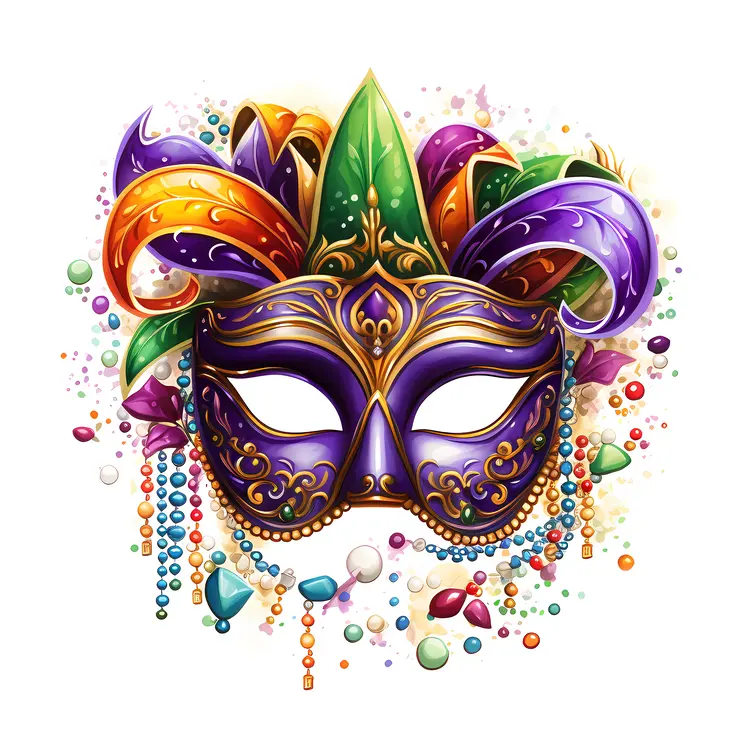 Ornate Mask with Colorful Beads