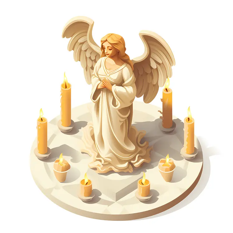 Serene Angel Statue Surrounded by Candles