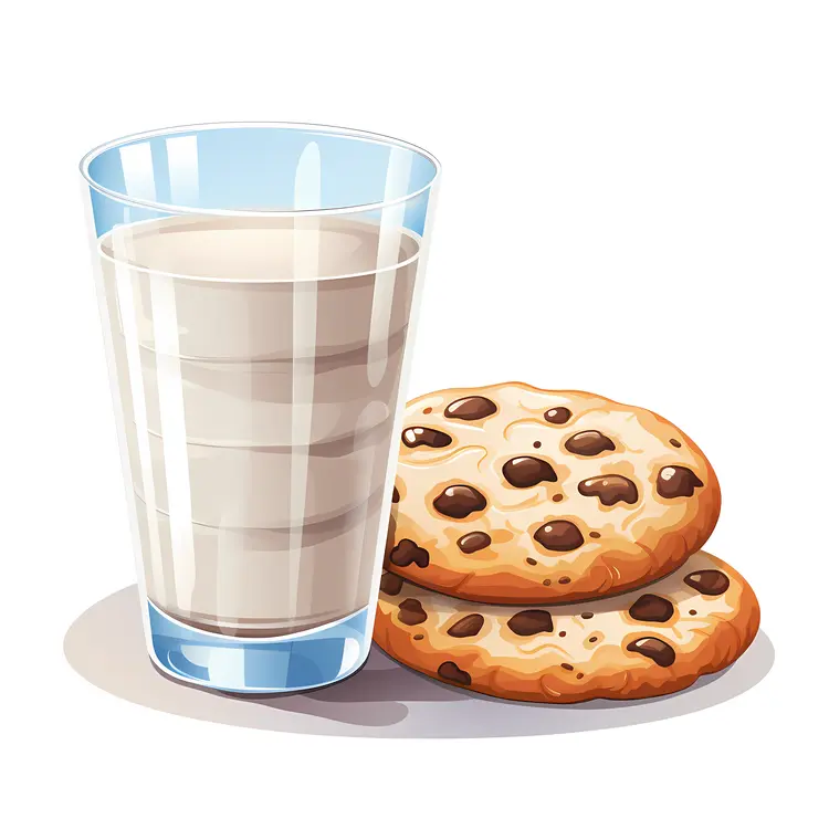 Glass of Milk and Chocolate Chip Cookies