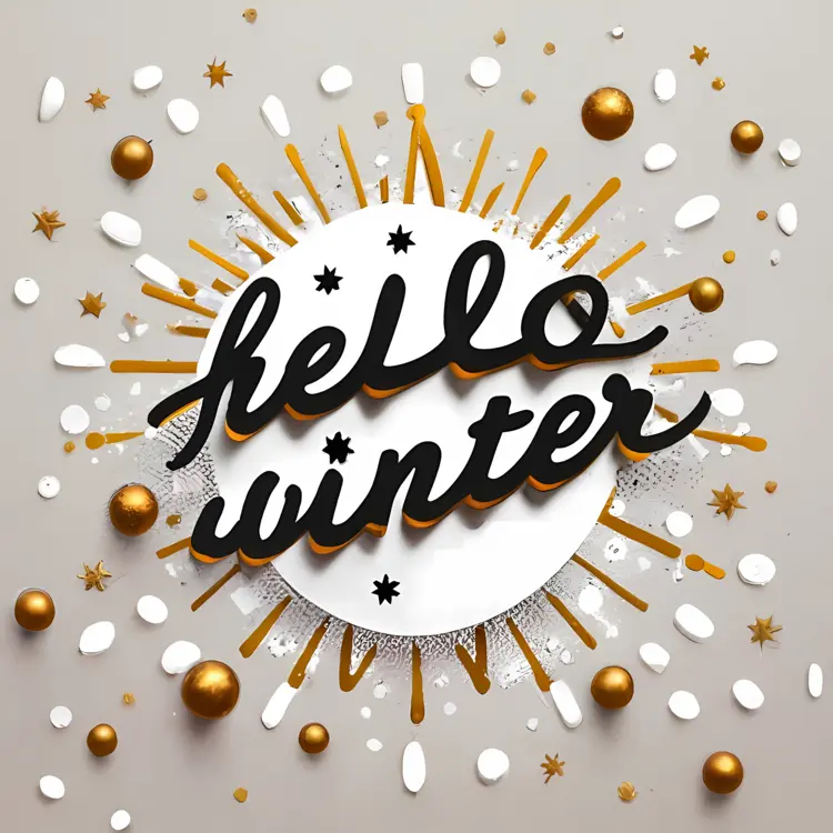 Hello Winter Greeting with Snowflakes