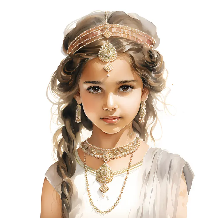 Young Princess with Crown and Jewelry
