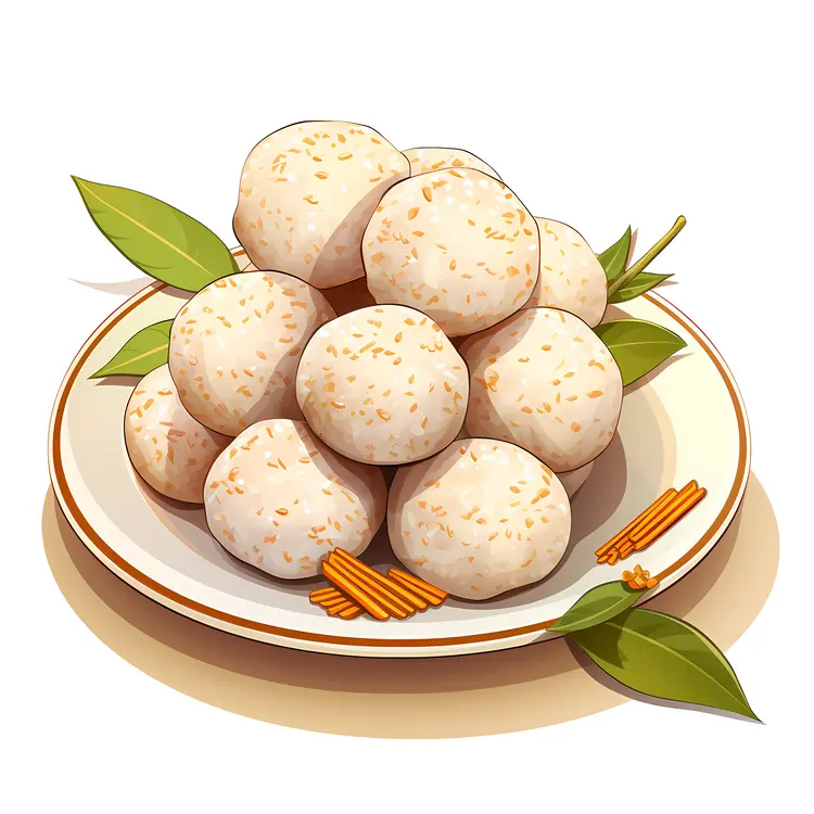 Plate of White Sesame Balls