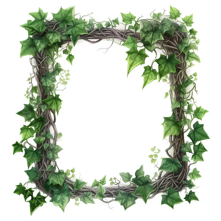 Beautiful Ivy Frame with Green Leaves