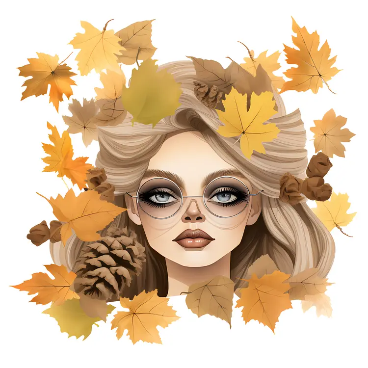 Woman with autumn leaves