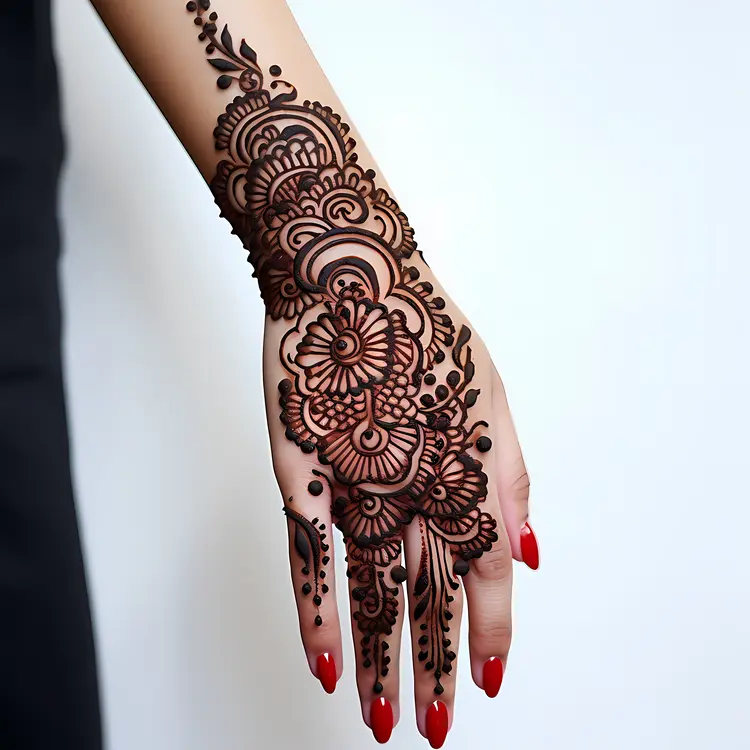 Intricate Henna Design on Hand
