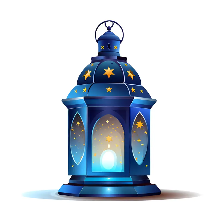 Blue Lantern with Star Patterns