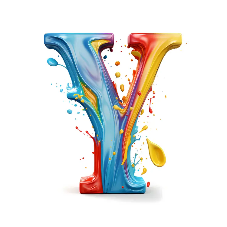 Painted Y Letter with Colorful Splash