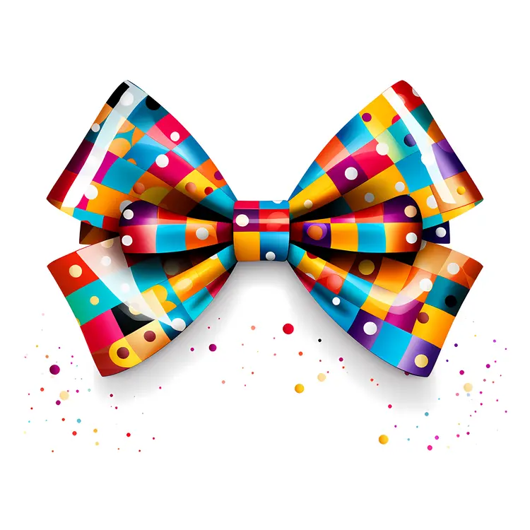 Colorful Checkered Bow with Dots