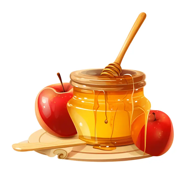 Honey Jar with Fresh Apples