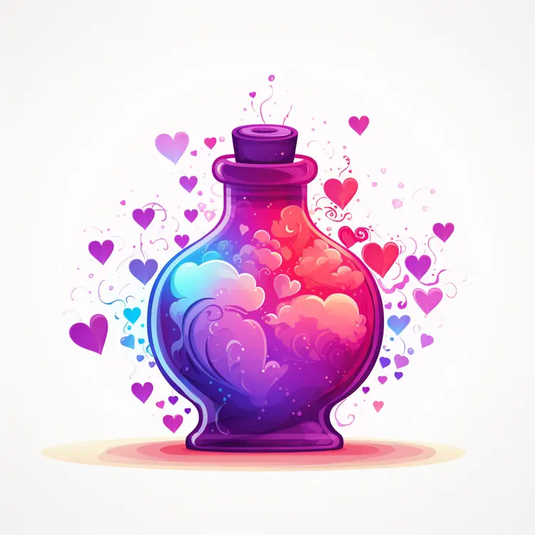 Colorful Potion Bottle with Love Hearts