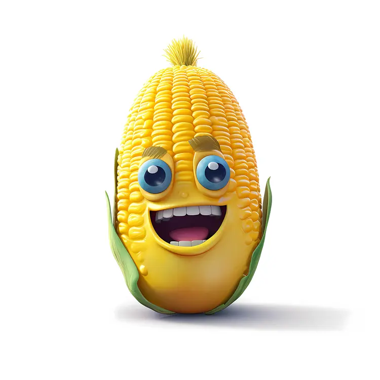Happy Cartoon Corn Character