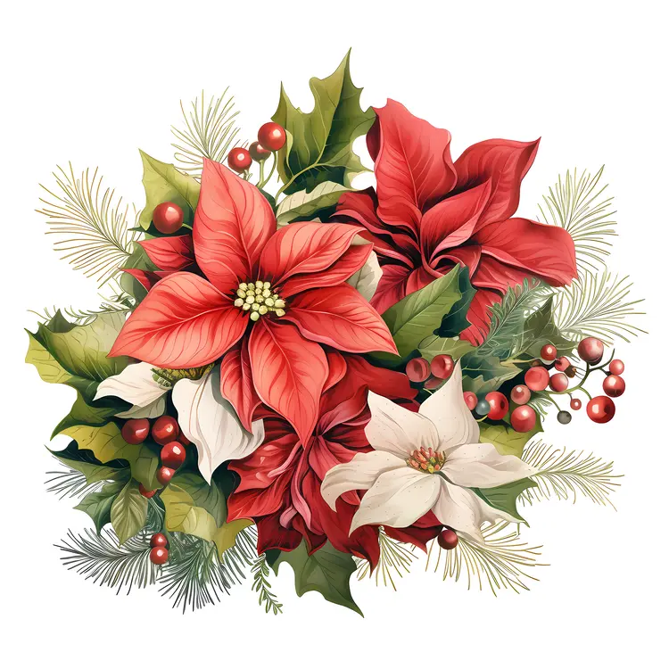 Lively Red and White Floral Arrangement with Berries