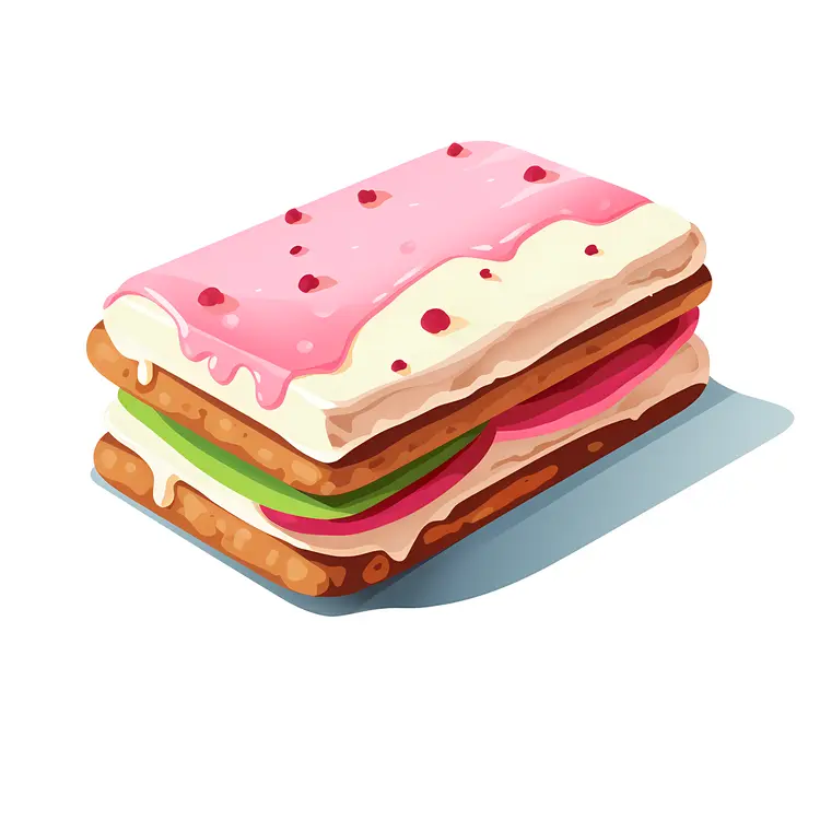 Layered Ice Cream Sandwich with Pink Frosting