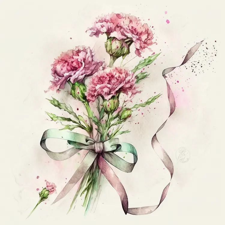 Watercolor Carnation Bouquet for Mother's Day
