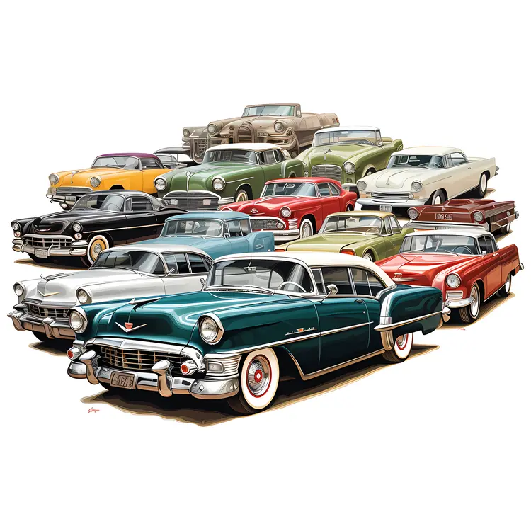 Collection of Classic Cars in Various Colors