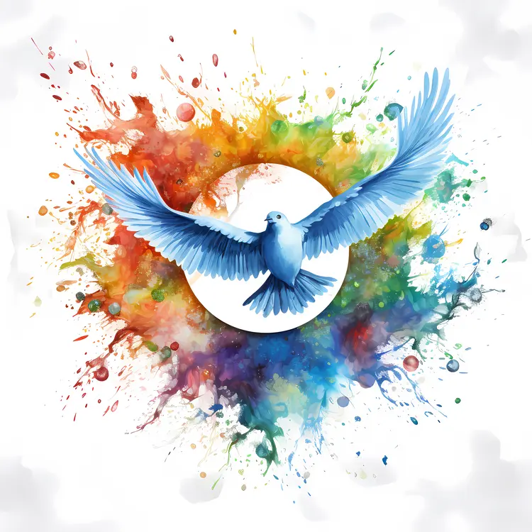 Blue Dove with Colorful Background