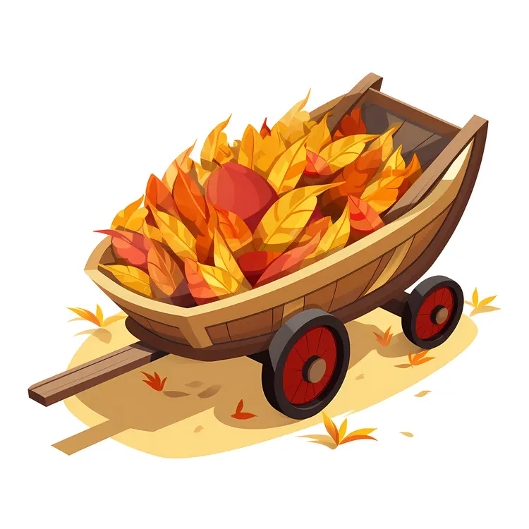 Wooden Cart with Autumn Leaves for Thanksgiving