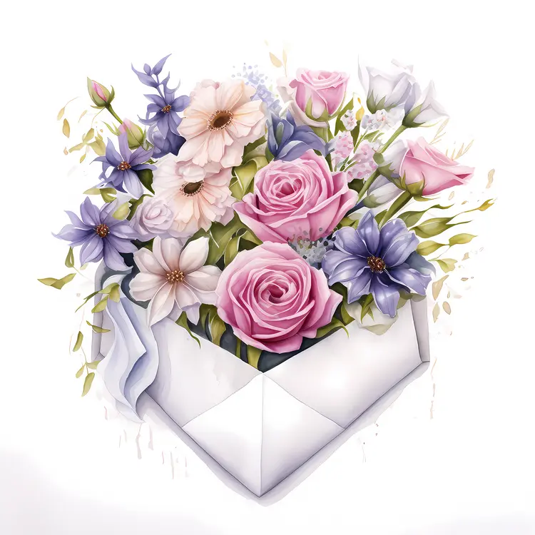 Vibrant Flowers in Envelope