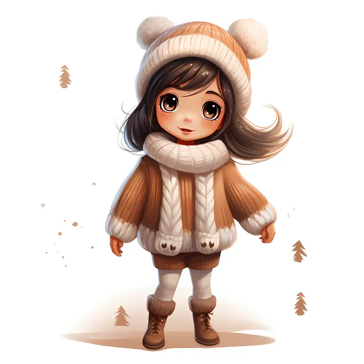 Cute Girl in Winter Clothes with a Scarf