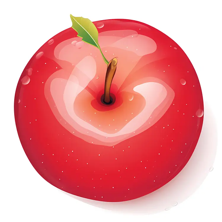 Red Apple with Leaf