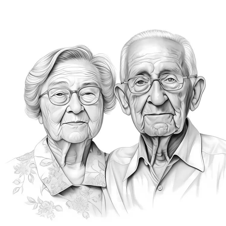 Black and White Portrait of an Elderly Couple