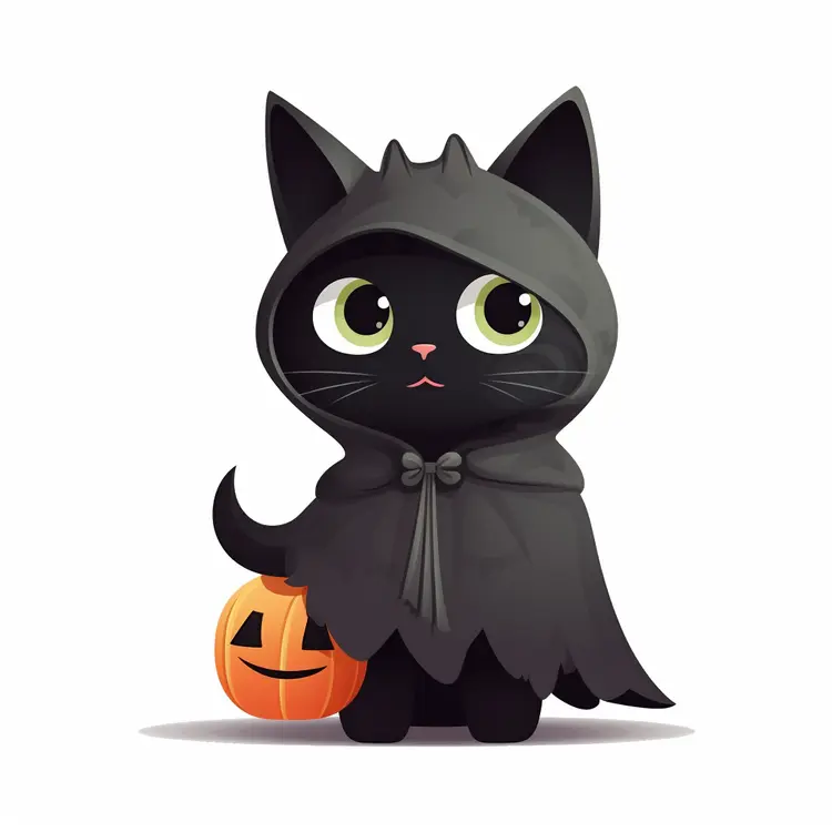 Cute Black Cat in Halloween Costume