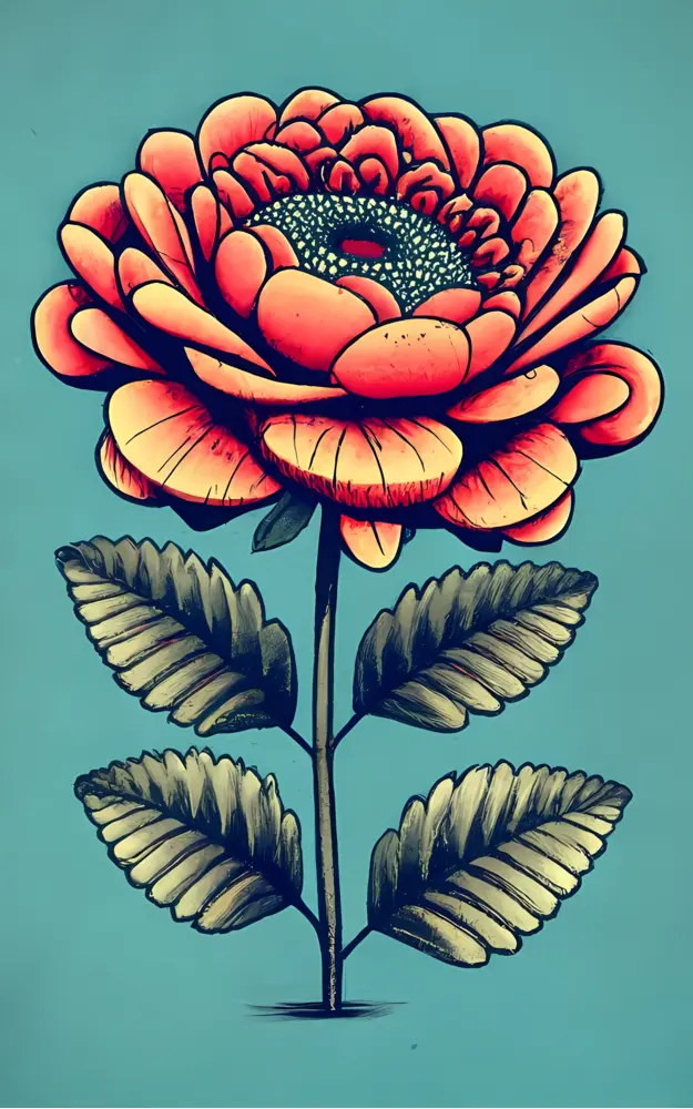 Orange Flower with Green Background