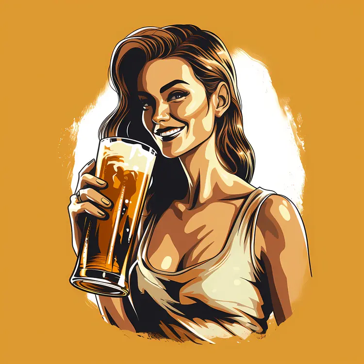 Smiling Woman Holding a Beer