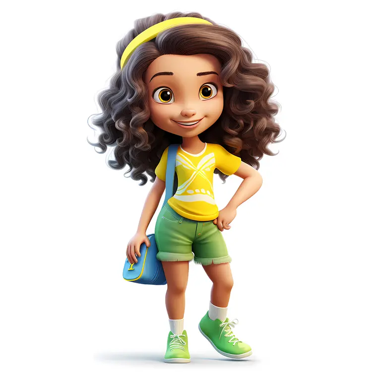 Cute Girl in Yellow and Green Outfit