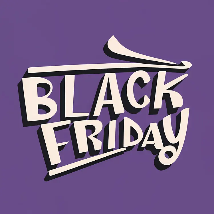 Black Friday Text on Purple Background
