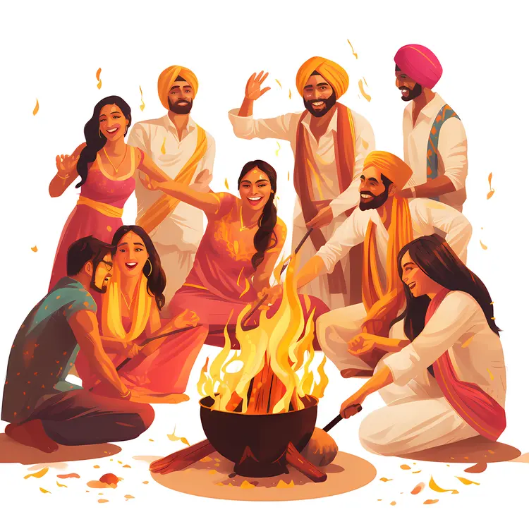 Group of People Celebrating Lohri