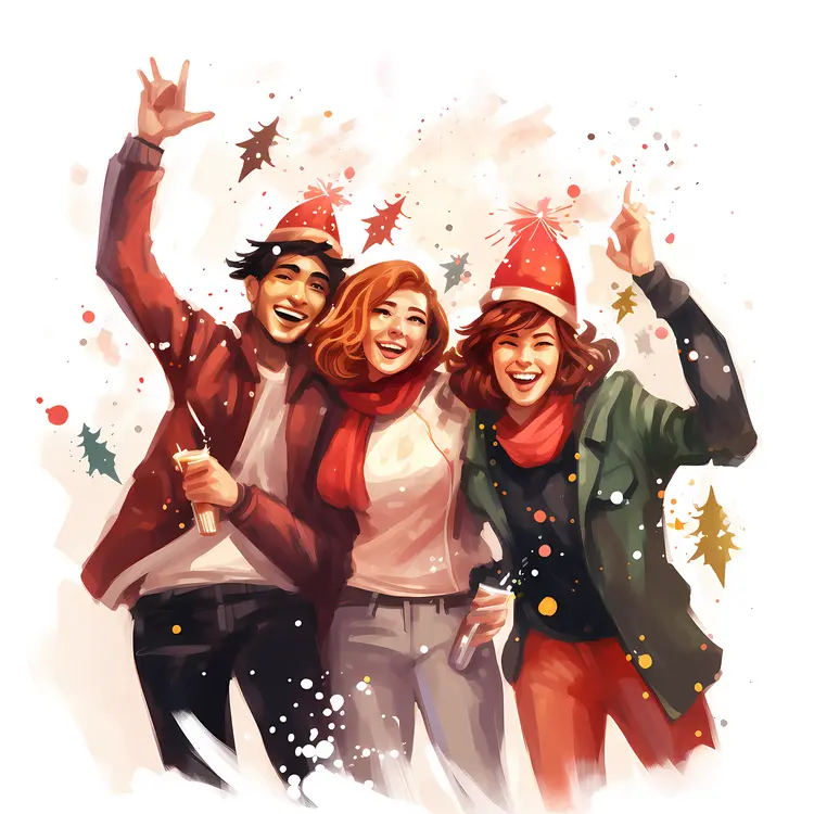 Group of Friends Celebrating Christmas