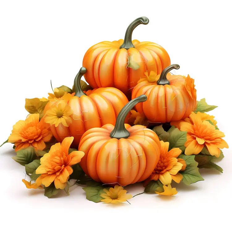 Pumpkins with Autumn Flowers