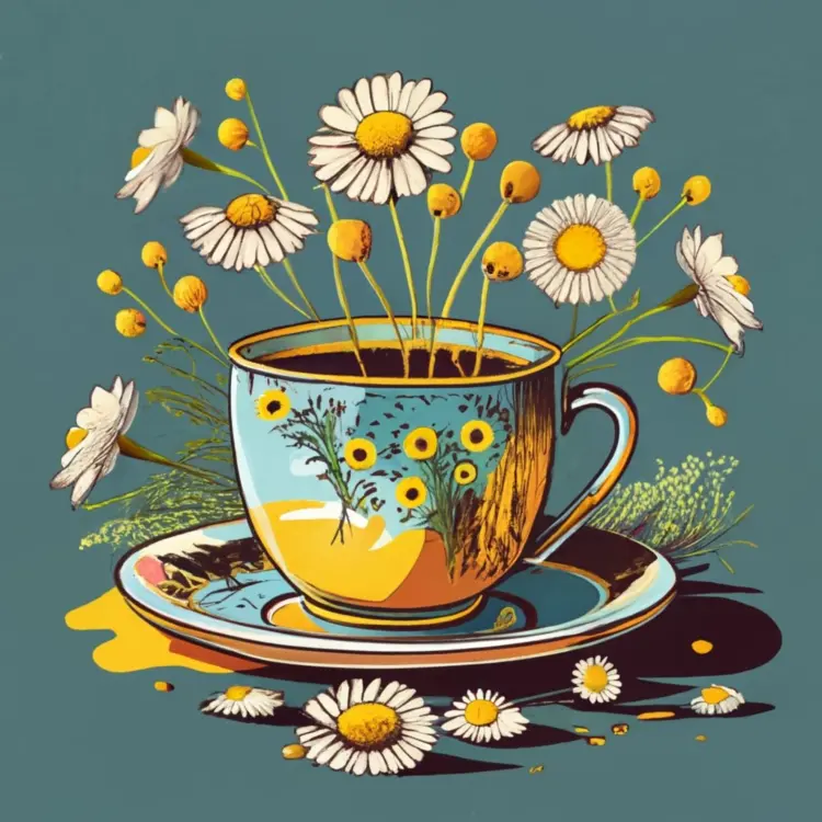 Artistic Tea Cup with Daisy Flowers