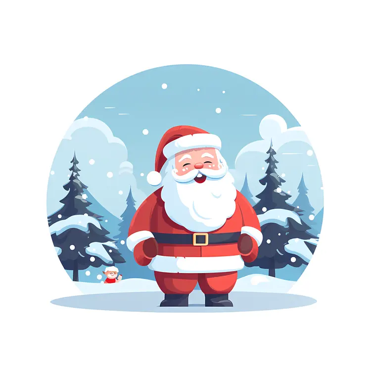 Santa Claus in Snowy Forest