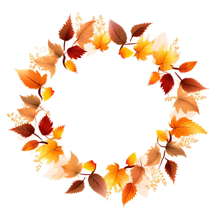 Decorative Frame with Autumn Leaves