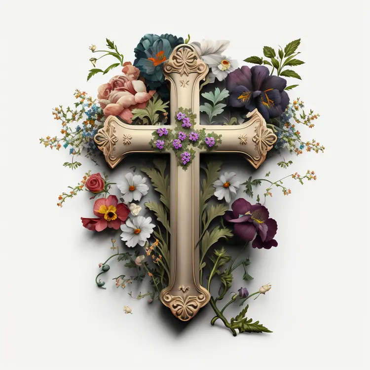 Ornate Cross with Floral Arrangement