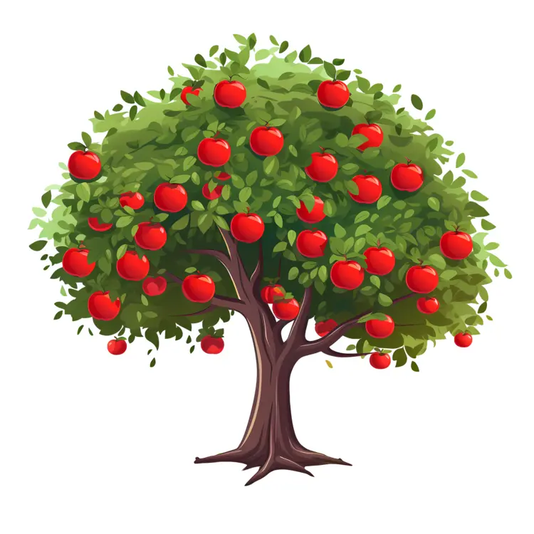 Beautiful Apple Tree Laden with Apples
